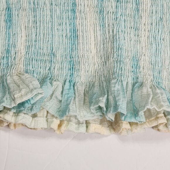 Zara Top Womens Small Shirred Pastel Tie Dye Smocked Ruffled Hem Made in Turkey - Picture 5 of 8